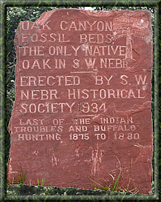 Oak Canyon Plaque marking establishment of Nebraska Historical Society